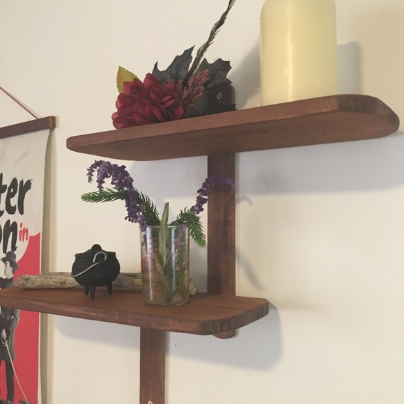 Midcentury Modern style solid wood wall shelf - Picture 2 of 6